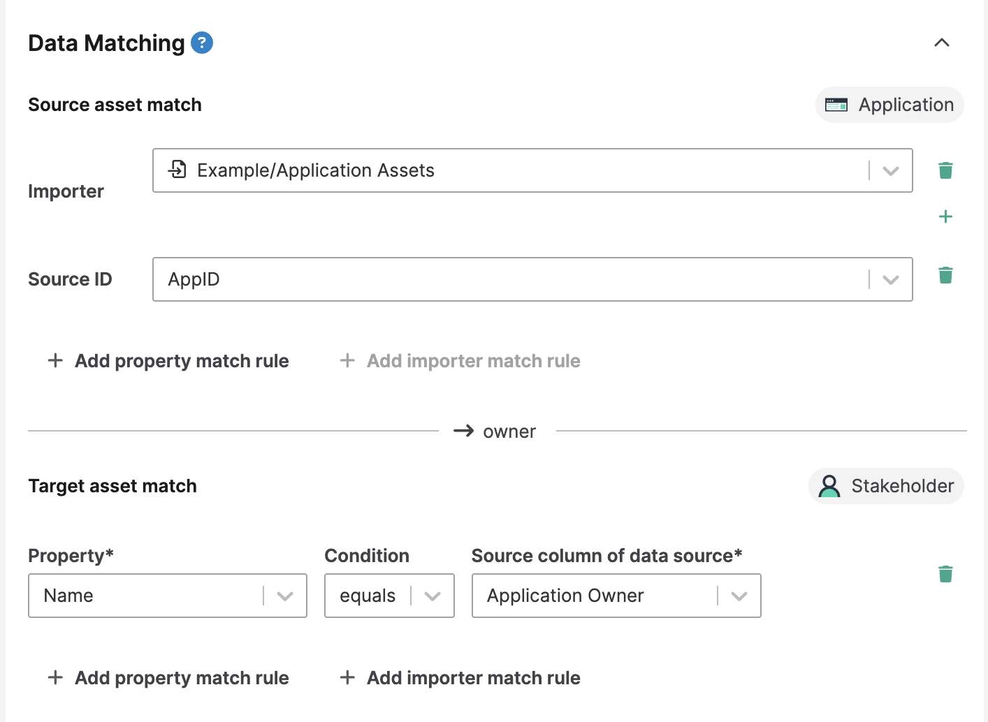 Matching the asset of the two asset importers